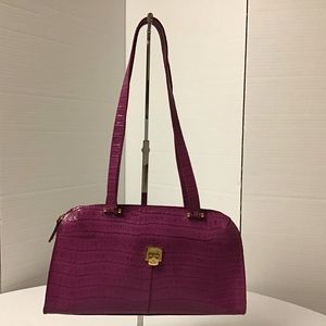 ETIENNE AIGNER Croc Embossed Fuchsia Pink LEATHER